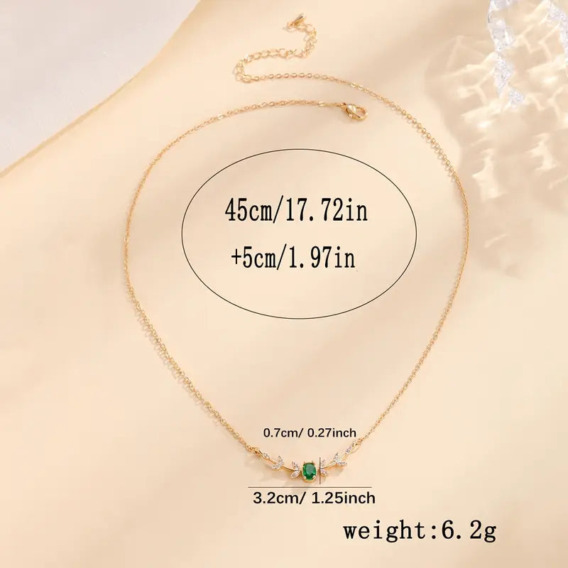 Gold Emerald Accent Pendant Necklace