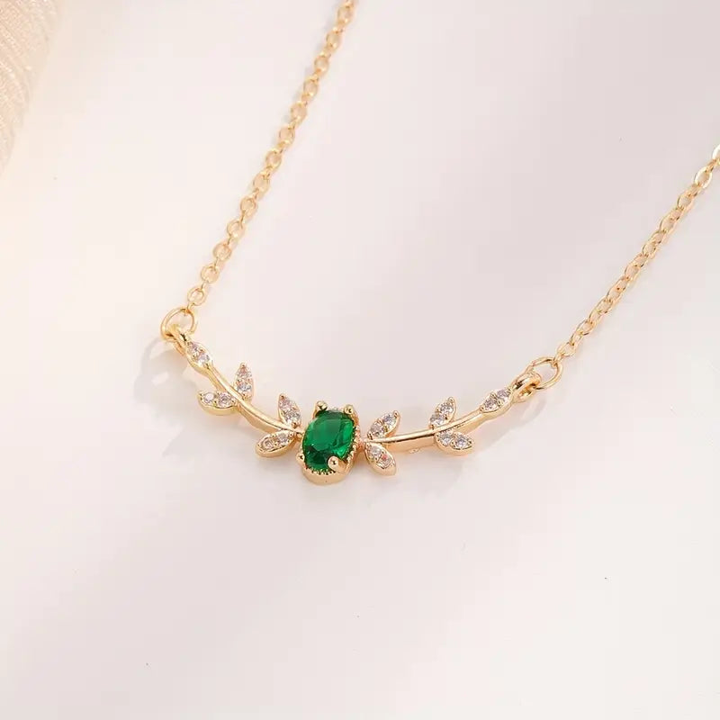 Gold Emerald Accent Pendant Necklace