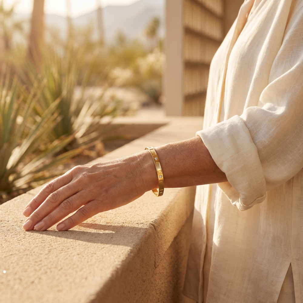 Alessia – classic pavé accent design – bangle bracelet