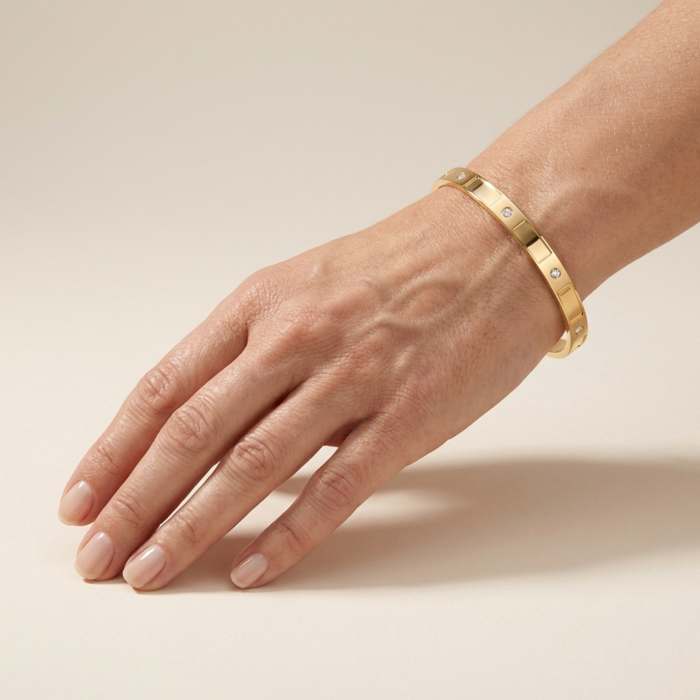 Alessia – classic pavé accent design – bangle bracelet