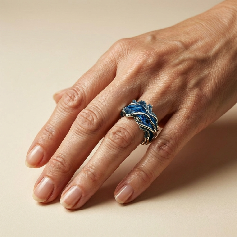 Aurelia Tide – vintage-inspired ocean wave ring – Ring