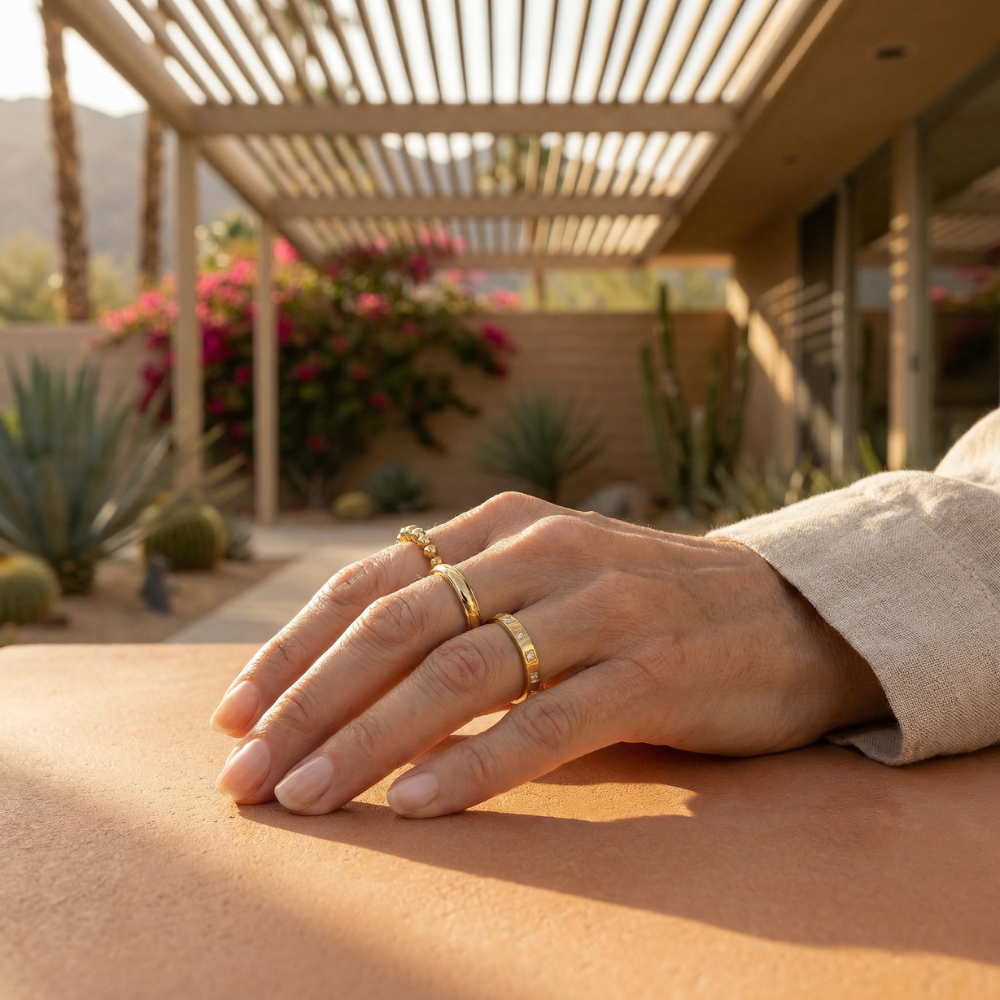 Aurielle – Classic crystal and bead trio – Ring set