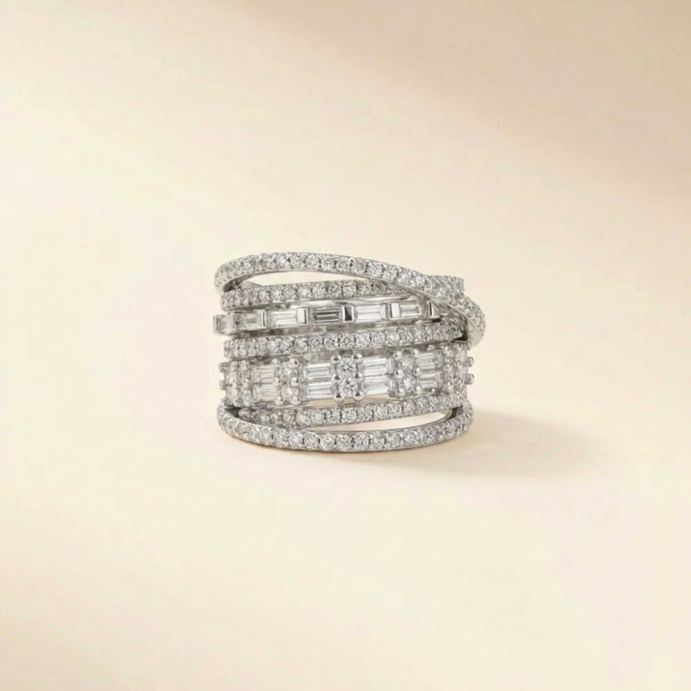 Bellavere – vintage-inspired layered crystal ring – Ring