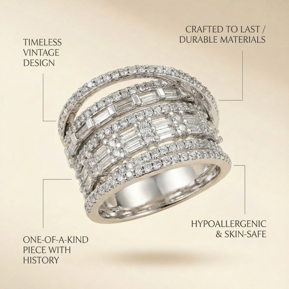Bellavere – vintage-inspired layered crystal ring – Ring