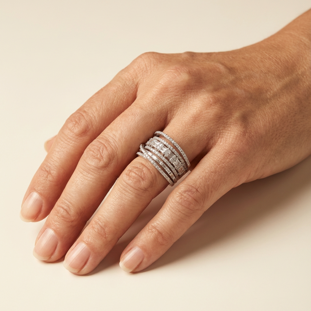 Bellavere – vintage-inspired layered crystal ring – Ring