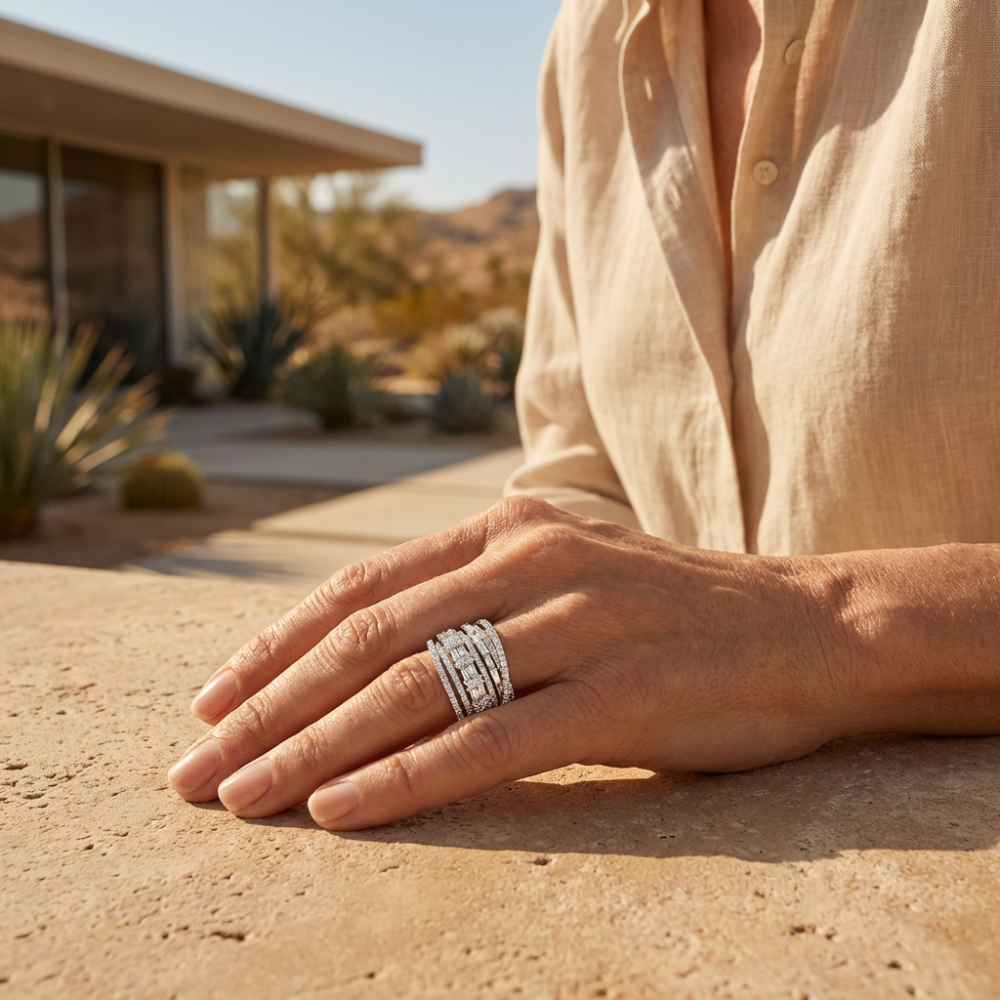 Bellavere – vintage-inspired layered crystal ring – Ring