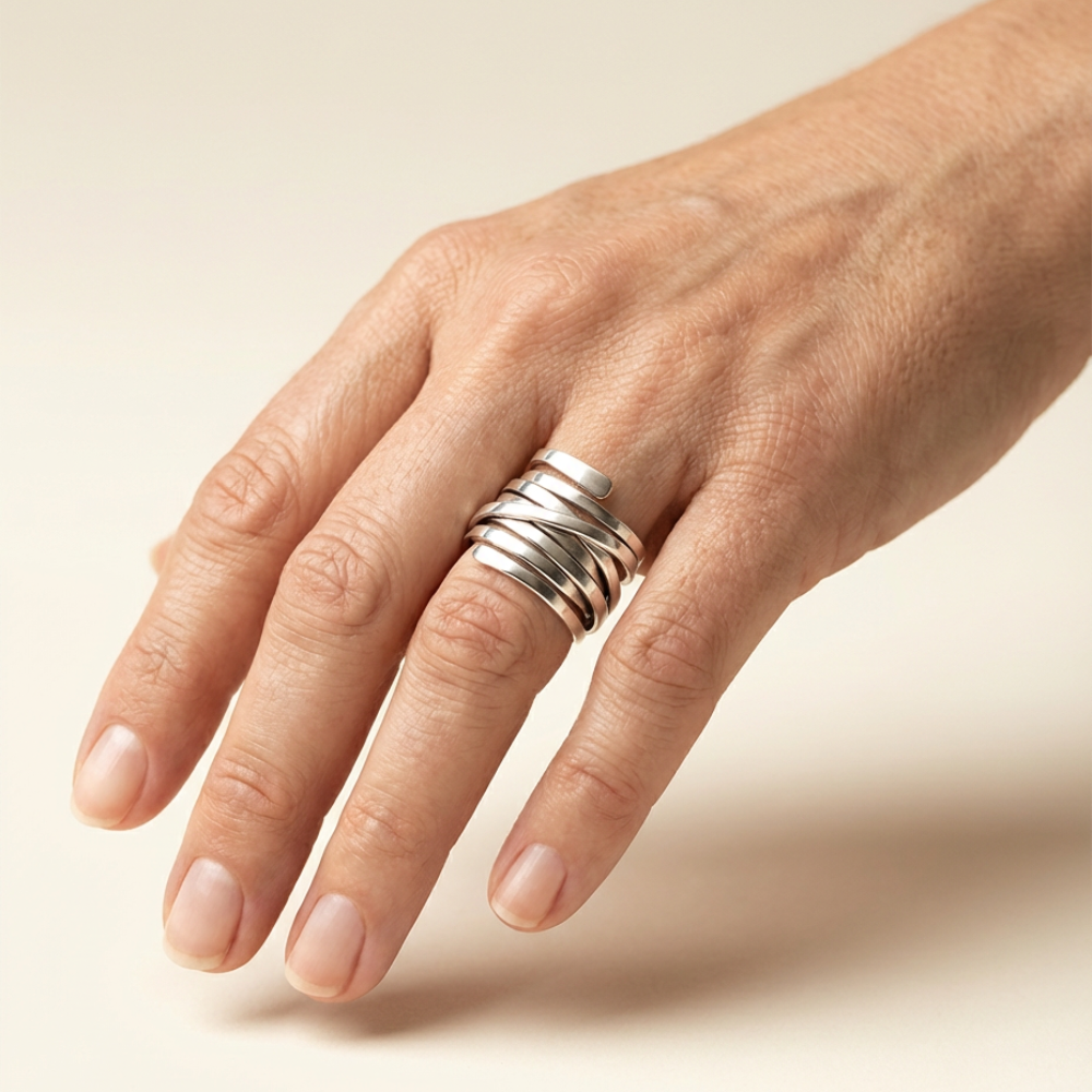 Brissane – vintage-inspired thick layered band ring – Ring