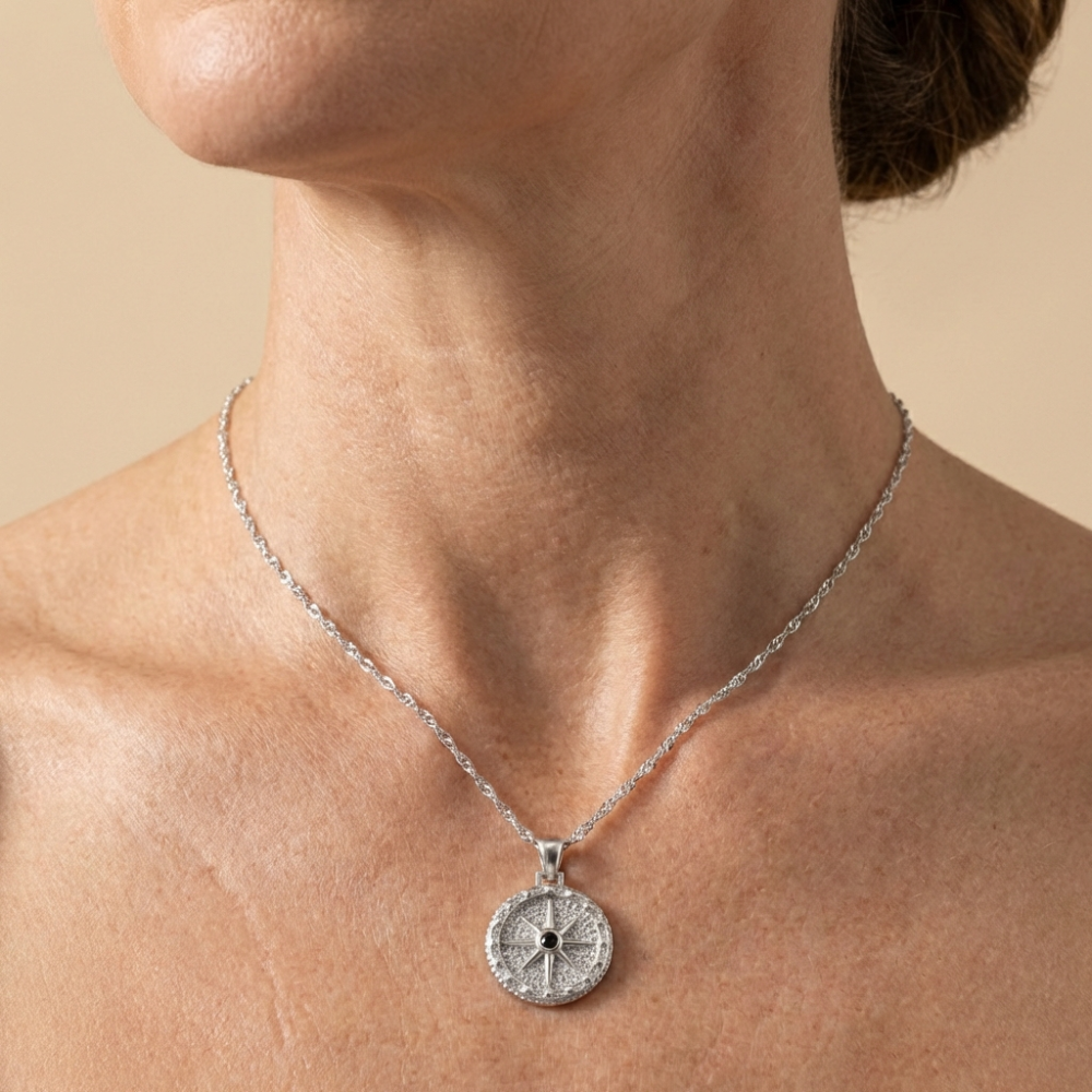 Celestine – vintage compass star design – pendant necklace