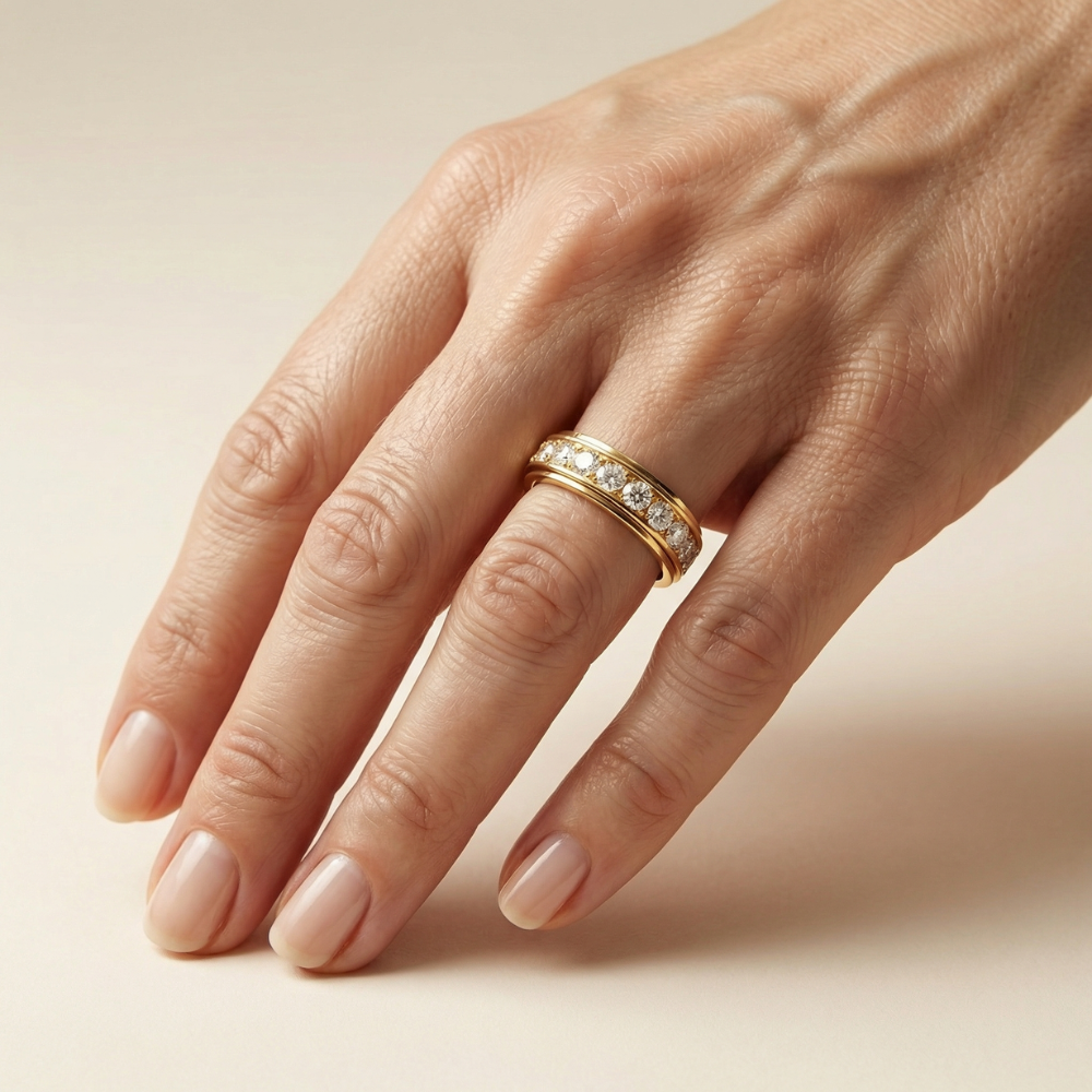 Liora – Refined crystal channel band – Ring