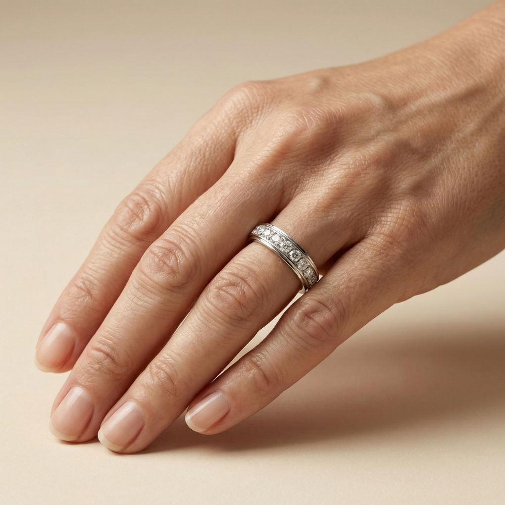 Liora – Refined crystal channel band – Ring