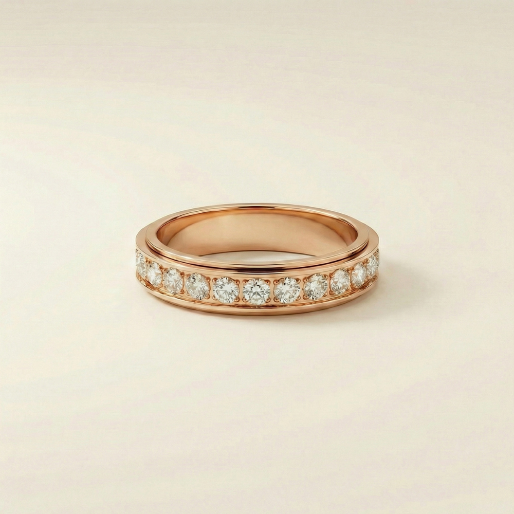 Liora – Refined crystal channel band – Ring