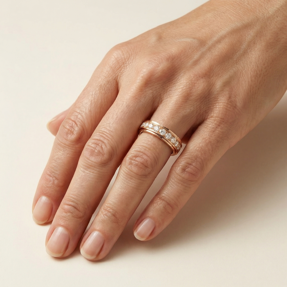 Liora – Refined crystal channel band – Ring