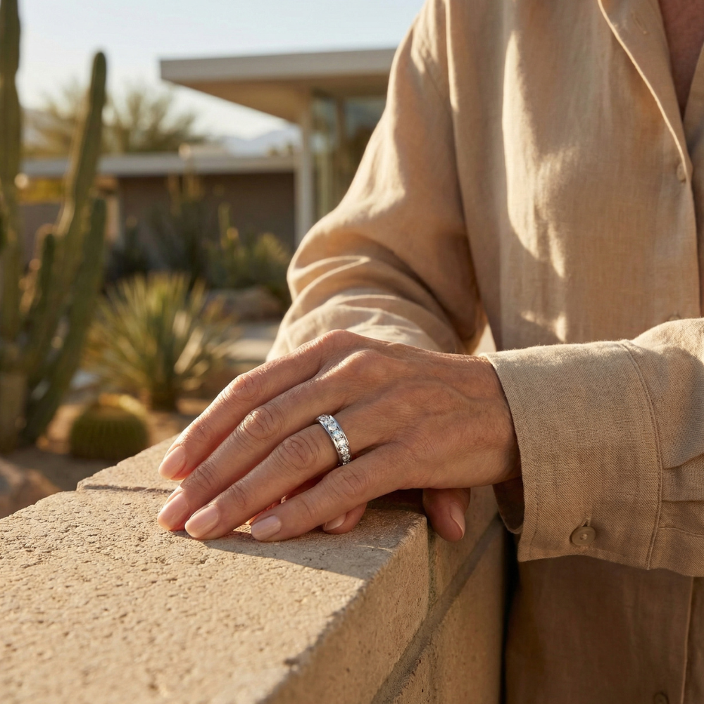 Liora – Refined crystal channel band – Ring