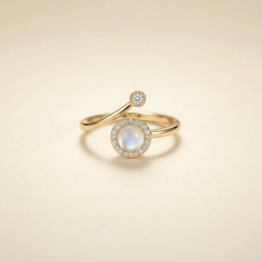 Luminara – Vintage-inspired halo setting – Adjustable ring