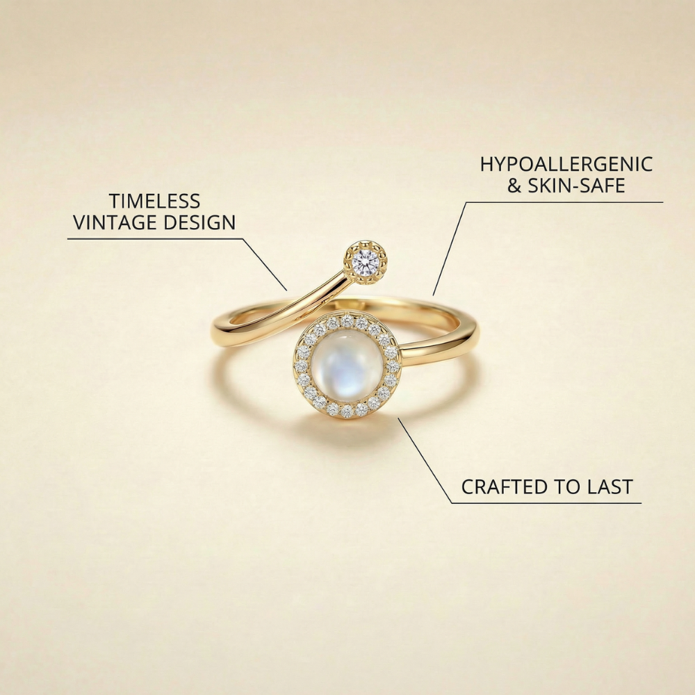 Luminara – Vintage-inspired halo setting – Adjustable ring