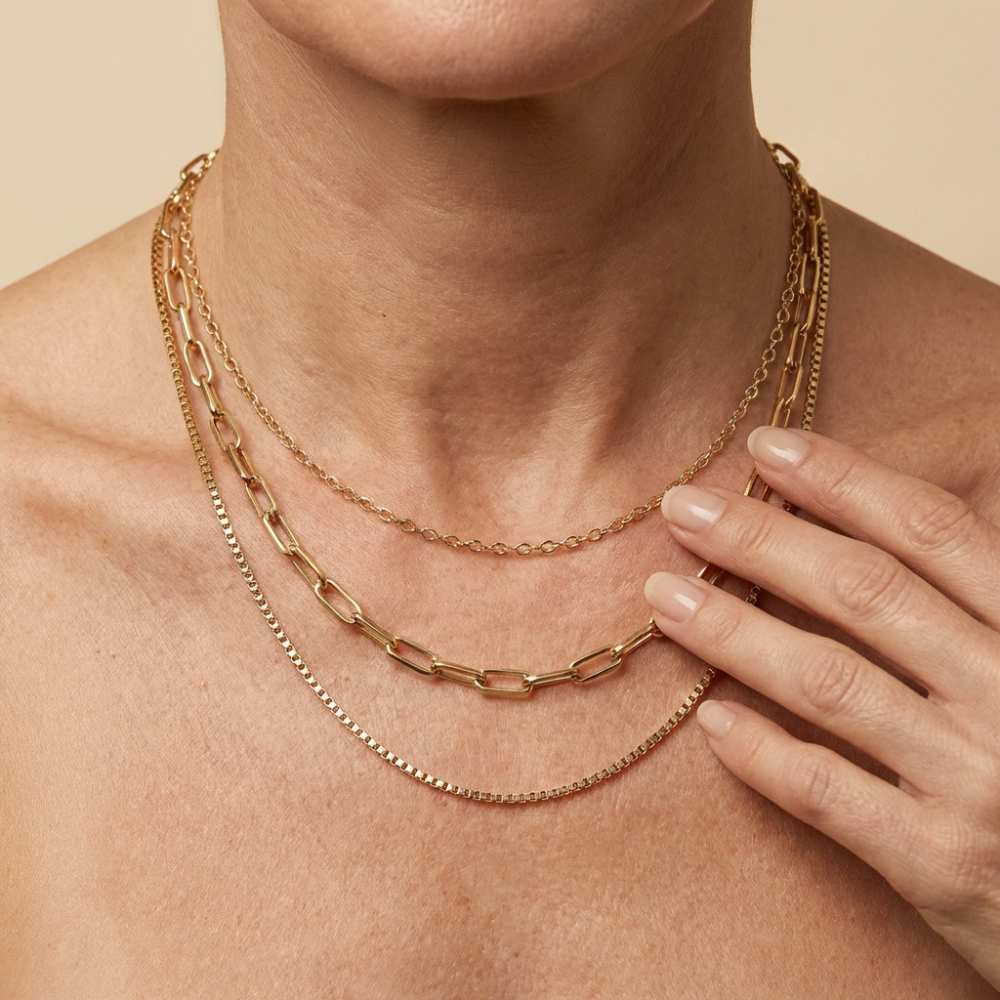 Maribel – classic layered chain design – choker necklace