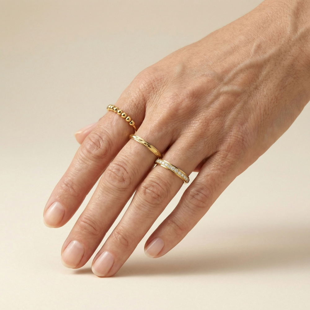 Mindora – Refined layered trio with crystal band – Ring set