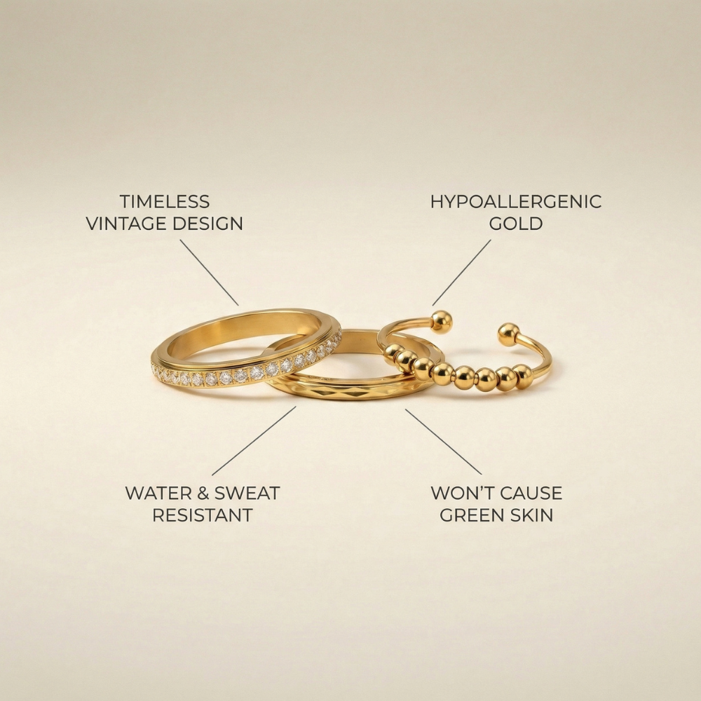 Mindora – Refined layered trio with crystal band – Ring set