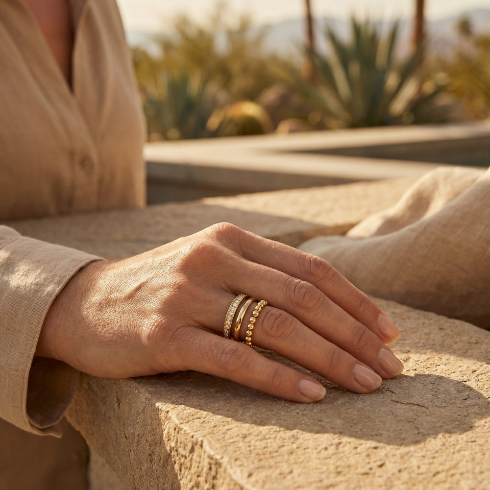 Mindora – Refined layered trio with crystal band – Ring set