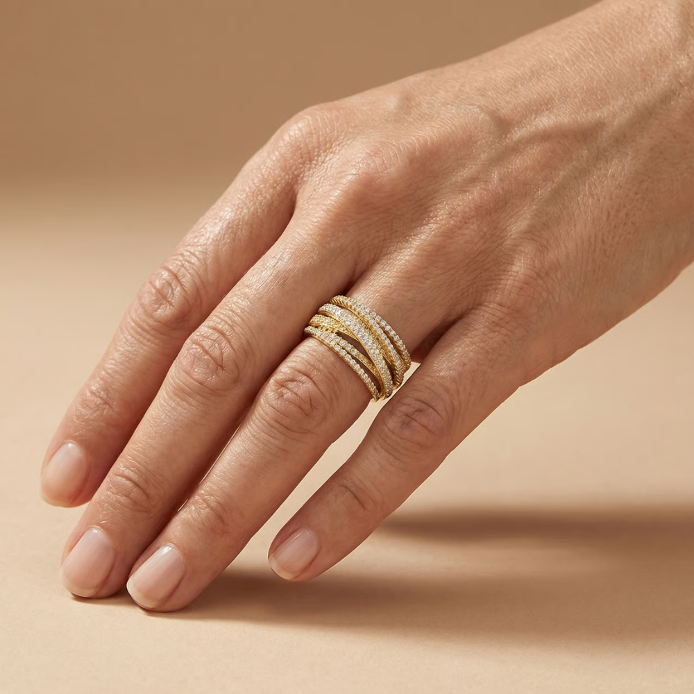 Seravina – vintage-inspired pavé bands – Statement ring
