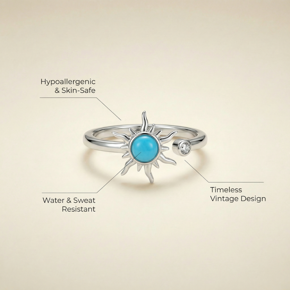 Solaria – Vintage-inspired sun motif – Adjustable ring